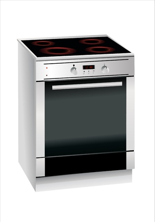 Cocina Electrica Y Horno Sobre Un Fondo Blanco Ilustraciones