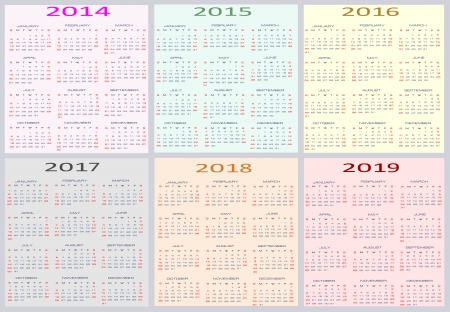 calendar for years 2014 2019 easy editable weeks start on editable 2015 2019 calendar