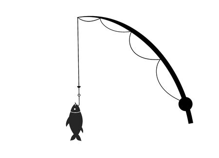 Flat Black Icon Of Fishing Rods And Fish On The Hook, Catch, Hobby, Sport,  Passion. Fishing And Recreation. Royalty Free SVG, Cliparts, Vectors, and  Stock Illustration. Image 127609664.