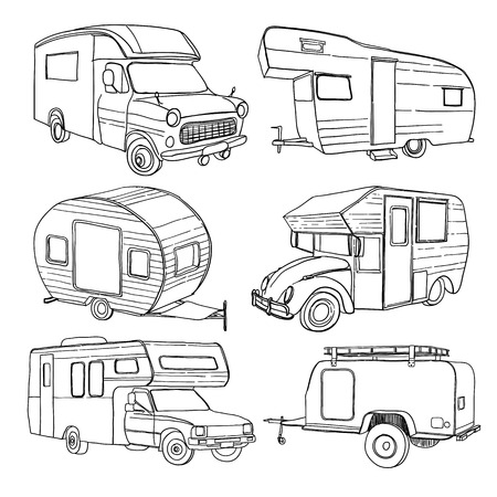 隔離された手書きのイラスト落書きキャンピングカー 車レクリエーション交通のイラスト素材 ベクタ Image 隔離された手書きのイラスト落書きキャンピングカー 車レクリエーション交通のイラスト素材 ベクタ Image