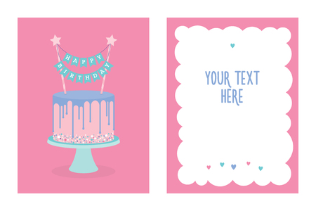 Carte D Invitation D Anniversaire Avec Gateau Et Etincelles Vecteur Lieu De Votre Texte Banque D Images Et Photos Libres De Droits Image