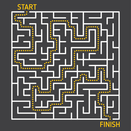labyrinth maze game with solution path from start to finish