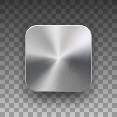 metal blank app icon technology button template with brushed