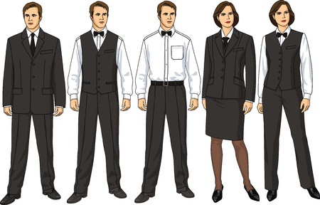 女性とウェイターの服の男のフォーム のイラスト素材 ベクタ Image 女性とウェイターの服の男のフォーム のイラスト素材 ベクタ Image