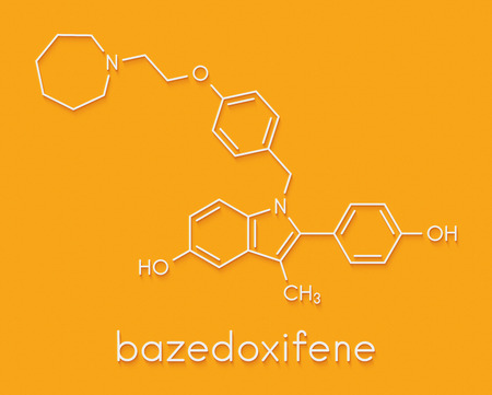Bazedoxifene 閉経後骨粗鬆症予防薬分子 選択的エストロゲン受容体モジュレーター Serm 骨格式 の写真素材 画像素材 Image