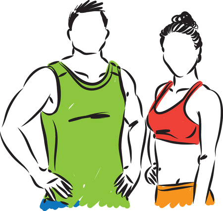 Ilustración De Vector De Fitness Pareja Hombre Y Chica Ilustraciones Vectoriales, Clip Art Vectorizado Libre De Derechos. Image 88272802.