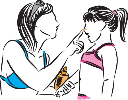 娘ベクターイラストに日焼け止めローションを塗る母 のイラスト素材 ベクタ Image 娘ベクターイラストに日焼け止めローションを塗る母 のイラスト素材 ベクタ Image