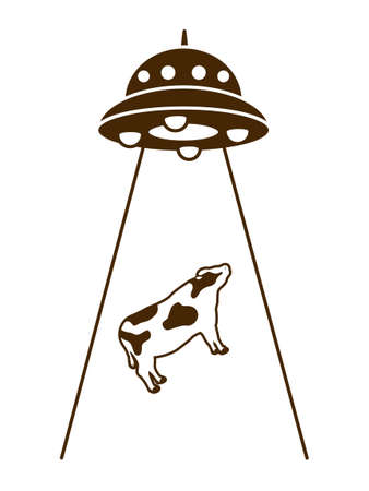A ufo that kidnaps cows. vector illustration