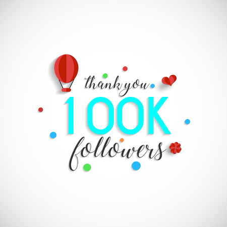 100k followers vector illustration for web user celebrates a