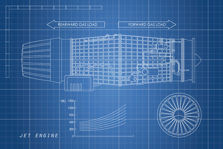 jet engine in a outline style industrial vector blueprint part of the aircraft - Blueprint Aircraft Engines jet engine in a outline style industrial vector blueprint part of the aircraft - Blueprint Aircraft Engines