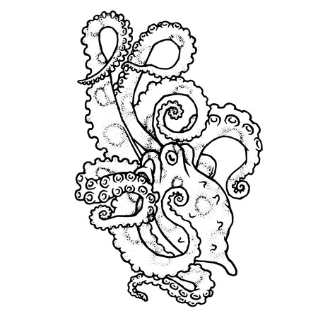 カーリング触手水泳 水中に孤立した白いオリジナル イラストと漫画タコのキャラクター のイラスト素材 ベクタ Image カーリング触手水泳 水中に孤立した白いオリジナル イラストと漫画タコのキャラクター のイラスト素材 ベクタ Image