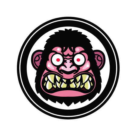 怒っている猿の頭に ベクター イラスト マスコットやタトゥー T シャツ グラフィックに最適 のイラスト素材 ベクタ Image