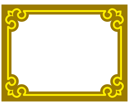 黄色のゴールド枠フレーム デコ ベクトル アート シンプル ライン コーナーのイラスト素材 ベクタ Image