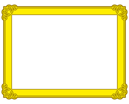 黄色のゴールド枠フレーム デコ ベクトル アート シンプル ライン コーナーのイラスト素材 ベクタ Image