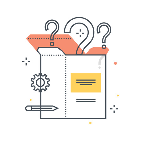 色線 ボックス イラスト アイコン 背景 グラフィックの外で考える イラストは カラフルなフラット ベクトル ピクセル完璧な Web に適したプリントです 線形はストークス 塗りつぶします の写真素材 画像素材 Image