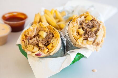 Beef burgerito mix of a burger and burrito Stock Photo