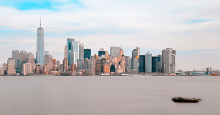 Panoramic view of lower manhattan from the liberty island