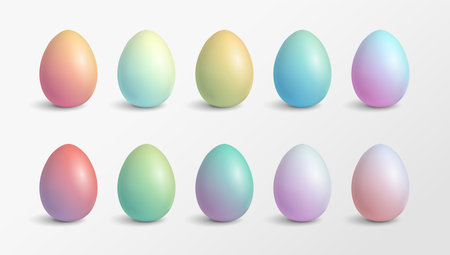Ensemble d'oeufs de pâques modernes de couleur pastel dégradé. conception de vecteur isolé.