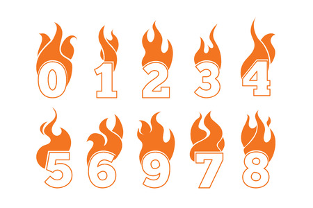 番号 1 から数 10 の火で燃えている数字のイラストのイラスト素材 ベクタ Image