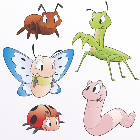 vector vector illustration of a set of cartoon garden animals for design elements grouped and layered for easy editing - Garden Animals vector vector illustration of a set of cartoon garden animals for design elements grouped and layered for easy editing - Garden Animals