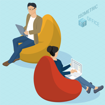 Set Of Isometric 3d Flat Design Vector People Sitting At Bean Bag Chairs Different Characters Set Of Isometric 3d Flat Design Vector People Sitting At Bean Bag Chairs Different Characters