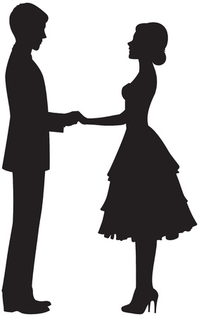新郎新婦のシルエットのイラスト素材 ベクタ Image
