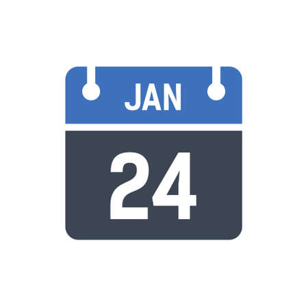 Calendar date icon january 24 vector graphic Фото со стока