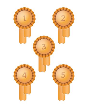 1 つは 数字でゴールド賞リボン 2 つ 3 つ 4 つ 6 ベクトル イラストのイラスト素材 ベクタ Image