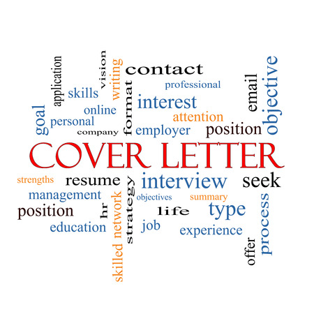 cover letter word cloud concept with great terms such as interview