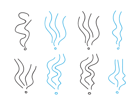 Smoke smell spiral signs. set of smoke vector elements illustration