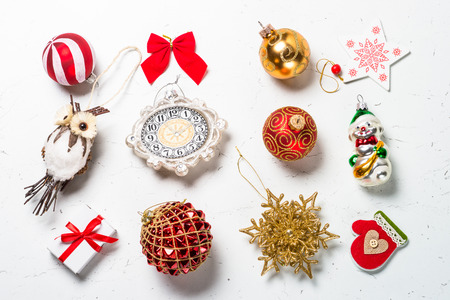 christmas background different christmas decorations on white marble table top view stock photo - Different Christmas Decorations christmas background different christmas decorations on white marble table top view stock photo - Different Christmas Decorations
