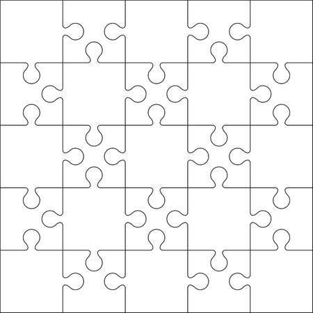 30 のジグソー パズルの空白テンプレートまたは切削ガイドライン 5 6 の