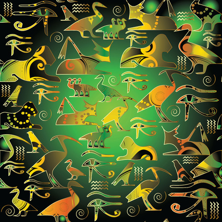 エジプトの象形文字シームレスなパターン アフリカの民族的なカラフルな背景 部族の3d壁紙 生地 織物のための古代の装飾品とベクトルの装飾的な明るいテクスチャ エジプトのイラスト のイラスト素材 ベクタ Image