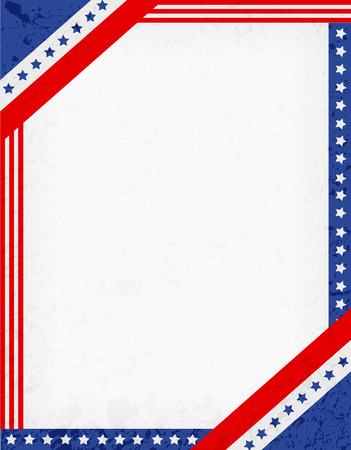 Stars and stripes corners on grunge background usa patriotic frame design