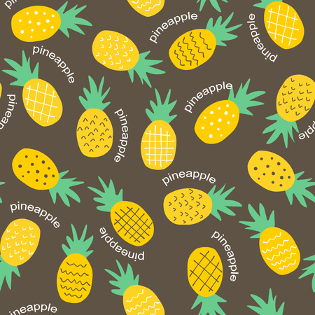 Seamless pineapple pattern cute pineapple doodle pattern for textile fabric or wallpaper backgrounds Imagens