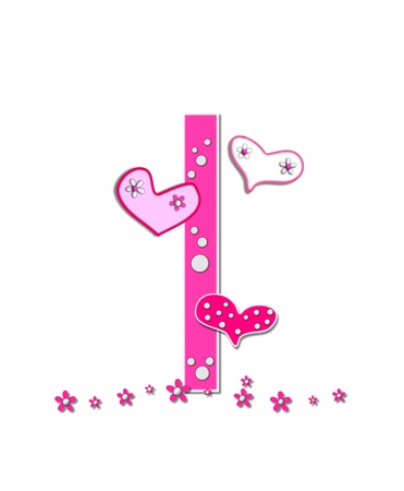 Der Brief Den Ich In Der Alphabet Gesetzt Heartfull Ist Rosa Mit Weissen Tupfen Und Herzen Umrissen Schmucken Brief Mit Einer Reihe Von Rosa Bluten An Der Unterseite Lizenzfreie Fotos Bilder Und Stock Fotografie Image 16321815