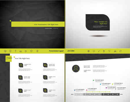 set of presentation template and 20 icons, business infographic set of presentation template and 20 icons, business infographic, Low Poly Business Presentation Template, Presentation templates