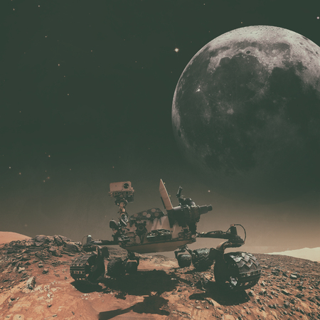 火星探査車の好奇心検索火星上の生命のための非常に詳細なリアルな 3 D イラスト 宇宙から撮影します このイメージの要素は Nasa に用意されています の写真素材 画像素材 Image 8485