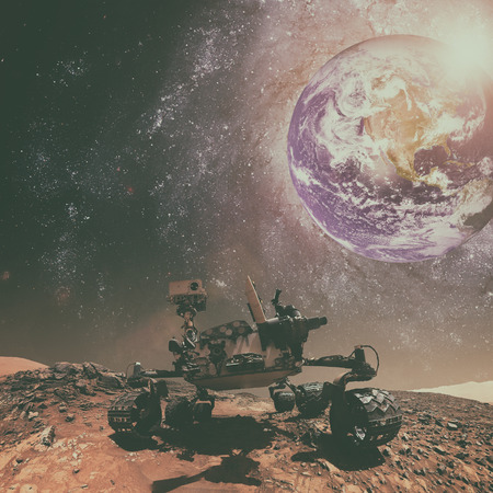 火星探査車の好奇心検索火星上の生命のための非常に詳細なリアルな 3 D イラスト 宇宙から撮影します このイメージの要素は Nasa に用意されています の写真素材 画像素材 Image 8485