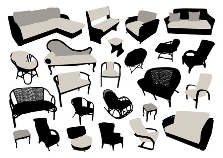 Sofa and chair silhouettes set - 43852238