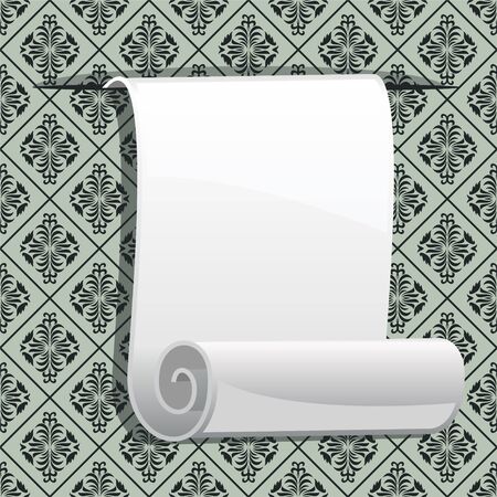 Roll of paper on seamless wallpaper with space for text Vector Illustration
