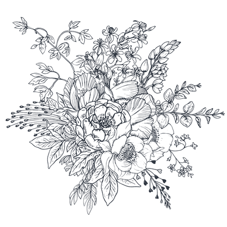 花の組成のセットです 花束は 描かれた花や花瓶や瓶に植物を手します スケッチ風のモノクロ背景イラスト のイラスト素材 ベクタ Image 花の組成のセットです 花束は 描かれた花や花瓶や瓶に植物を手します スケッチ風のモノクロ背景イラスト のイラスト素材 ベクタ Image