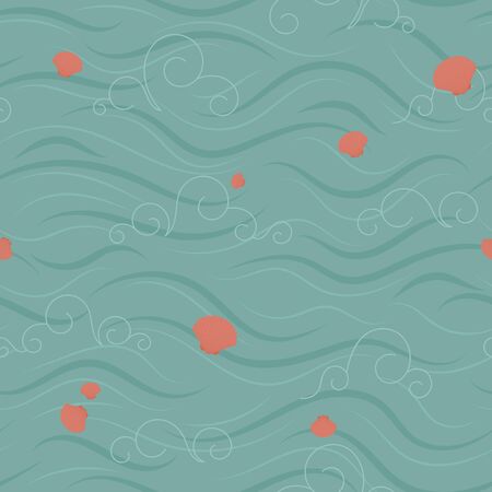 貝殻で海 海のシームレスなパターン 航海のベクトルの壁紙のイラスト素材 ベクタ Image