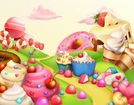 ice cream: Ngọt phong cảnh, nền vector minh họa