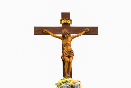 carved wooden cross inscription on the cross of the crucifixion