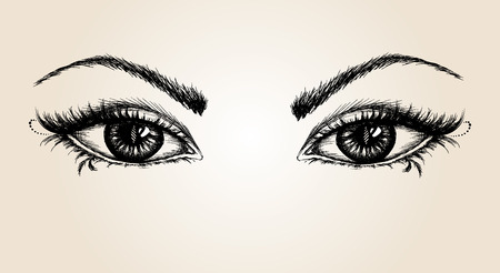 pair of eyes hand drawing vector illustration royalty free