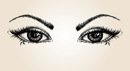 pair of eyes, hand drawing, vector illustration - 63442929