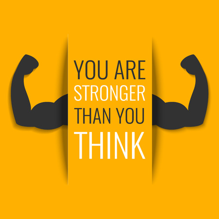 Vous Etes Plus Fort Que Vous Le Pensez Citation Inspiree Sur Fond Jaune Avec Le Symbole Biceps Signe D Armes Bodybuilder Symbole De Fitness Halterophilie Parfait Pour La Musculation Et De Fitness Clubs Clip