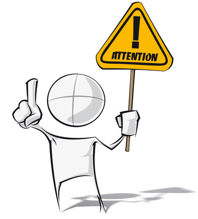 Sparse Illustration Vectorielle D'un D'un Personnage De Bande Dessinée D'affaires Générique Tenant Un Signe D'attention. Clip Art Libres De Droits , Vecteurs Et Illustration. Image 30534463.
