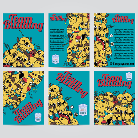 vector hand drawn doodles team building design banners cards